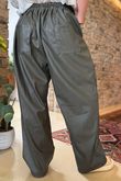 Made in Italy Runa Leather Look Tapered Barrel Pant Khaki